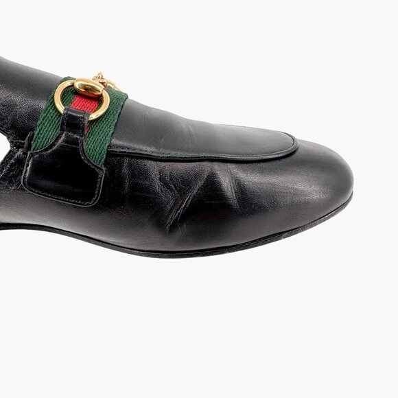 Gucci Princetown Web Stripe Horsebit Loafer Mule Size 36 US 6 Black Leather Flat - Picture 11 of 14
